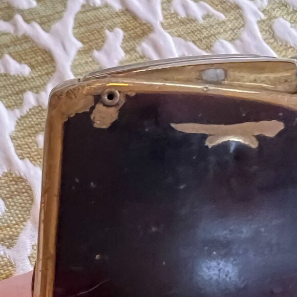 Vintage Colibri Lighter Intricate Gold & Brown Design Cigarette Case/Money Clip - Picture 7 of 13